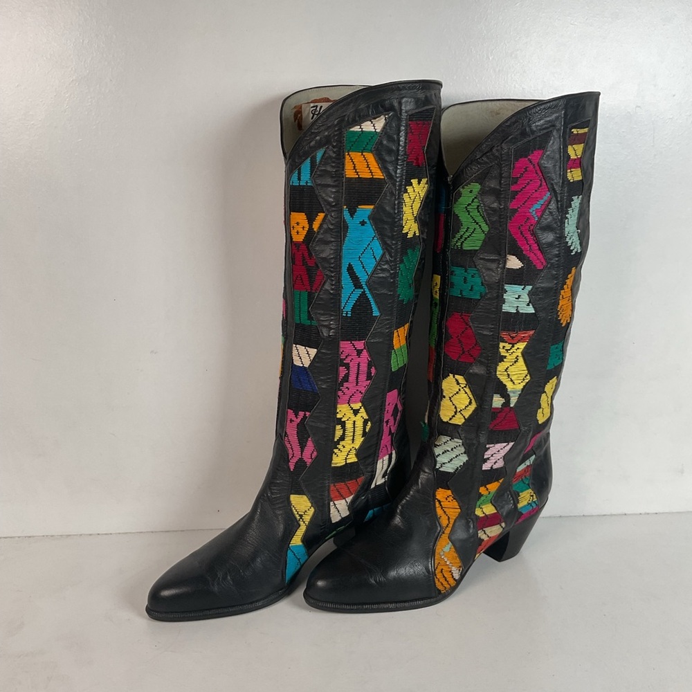 Tony Lama’s Hyer Cowgirl Boots 8 C Southwestern Aztec Woven Inlays